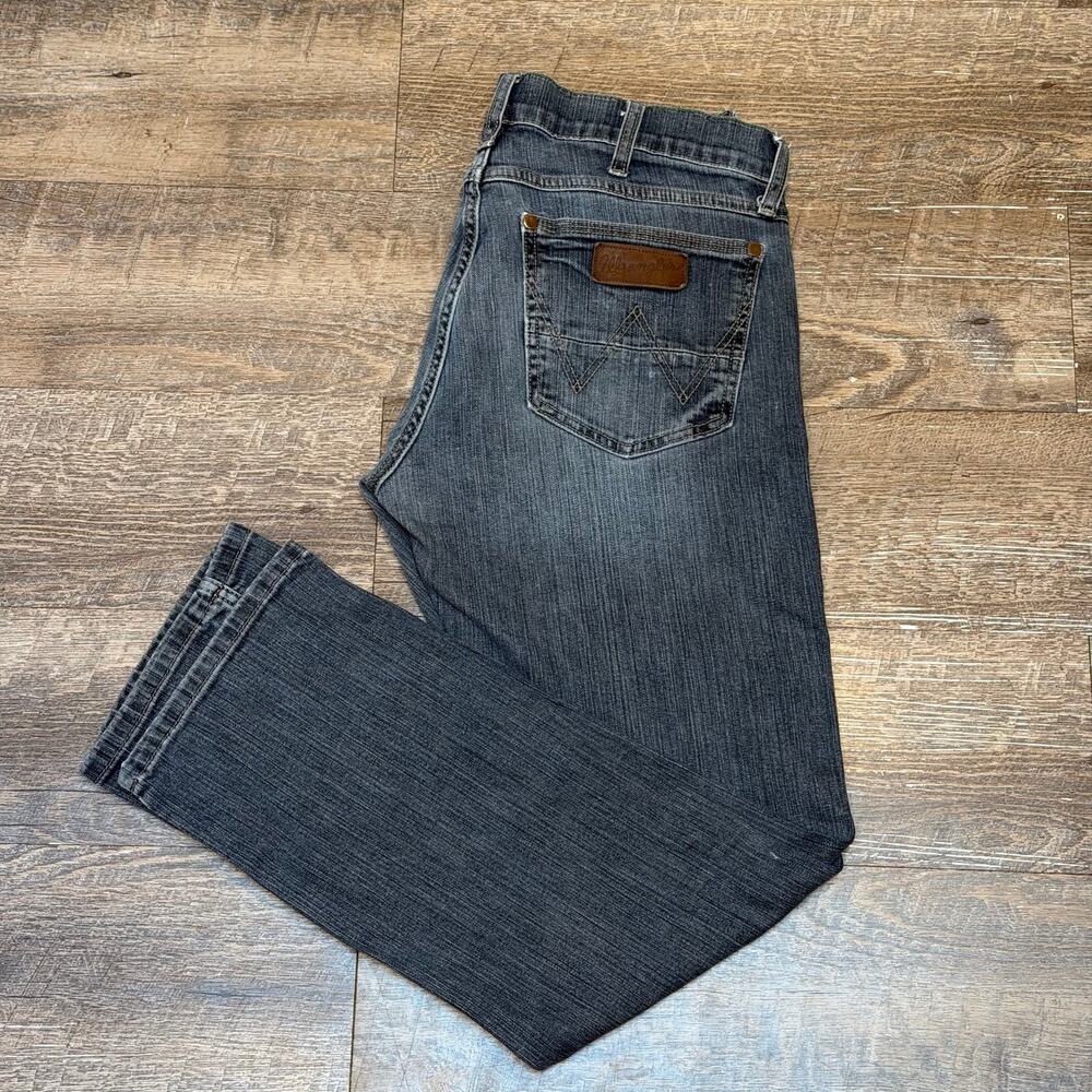 Wrangler Retro Slim Straight Stretch Jeans Mens 34x30 Dark Wash Denim 88MWZJM